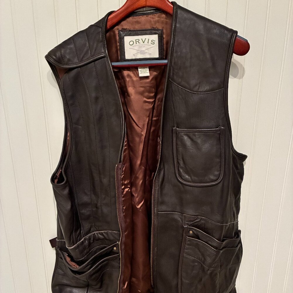 Vintage Orvis Leather Munitions Vest – Outdoors Hunting Utility Style XL